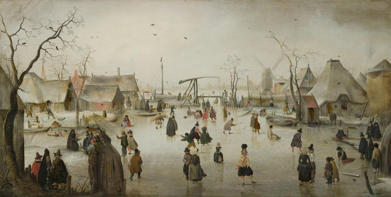 Néerlandais : Animation sur glace dans un village Scène de glace - Hendrick Avercamp