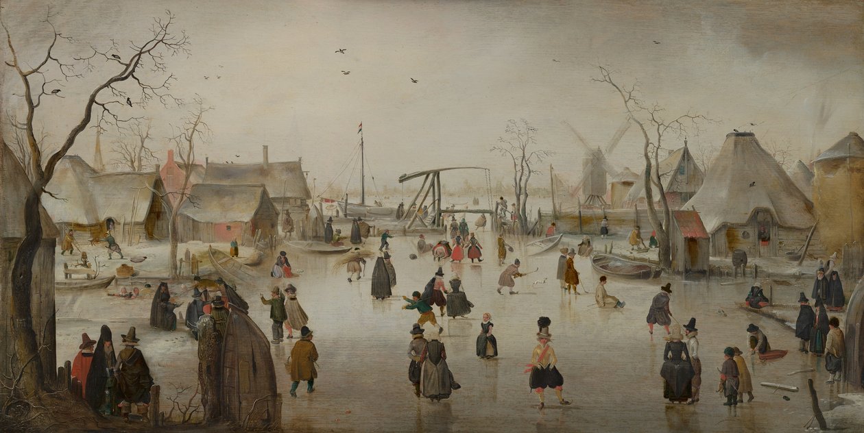 Néerlandais : Animation sur glace dans un village Scène de glace - Hendrick Avercamp