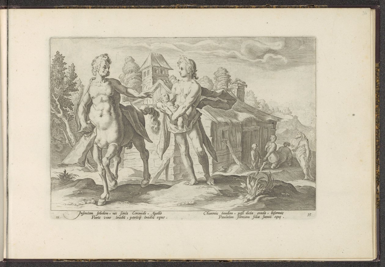 Apollon confie Asclépios à Chiron - Hendrick Goltzius (workshop of)