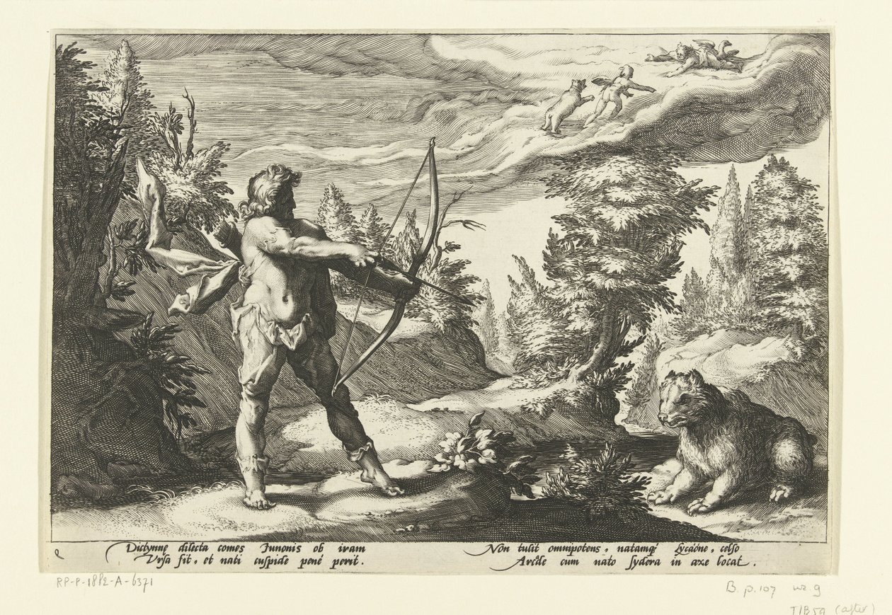 Arcas vise Callisto avec sa flèche - Hendrick Goltzius (workshop of)