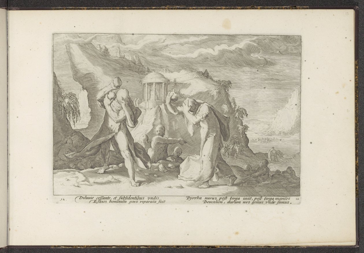 Deucalion et Pyrrha créant une nouvelle race humaine - Hendrick Goltzius (workshop of)