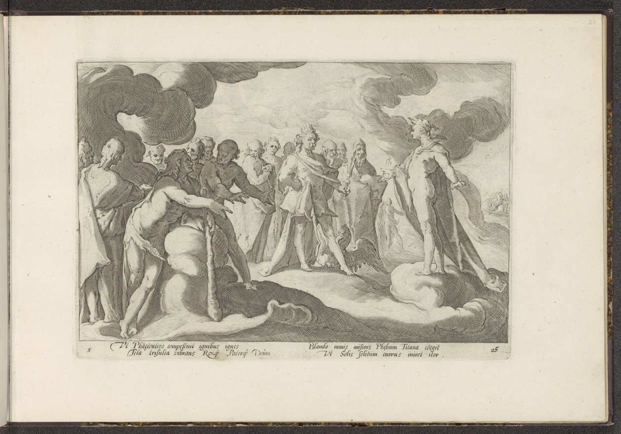 Les dieux demandent au dieu du soleil de remonter dans son char - Hendrick Goltzius (workshop of)