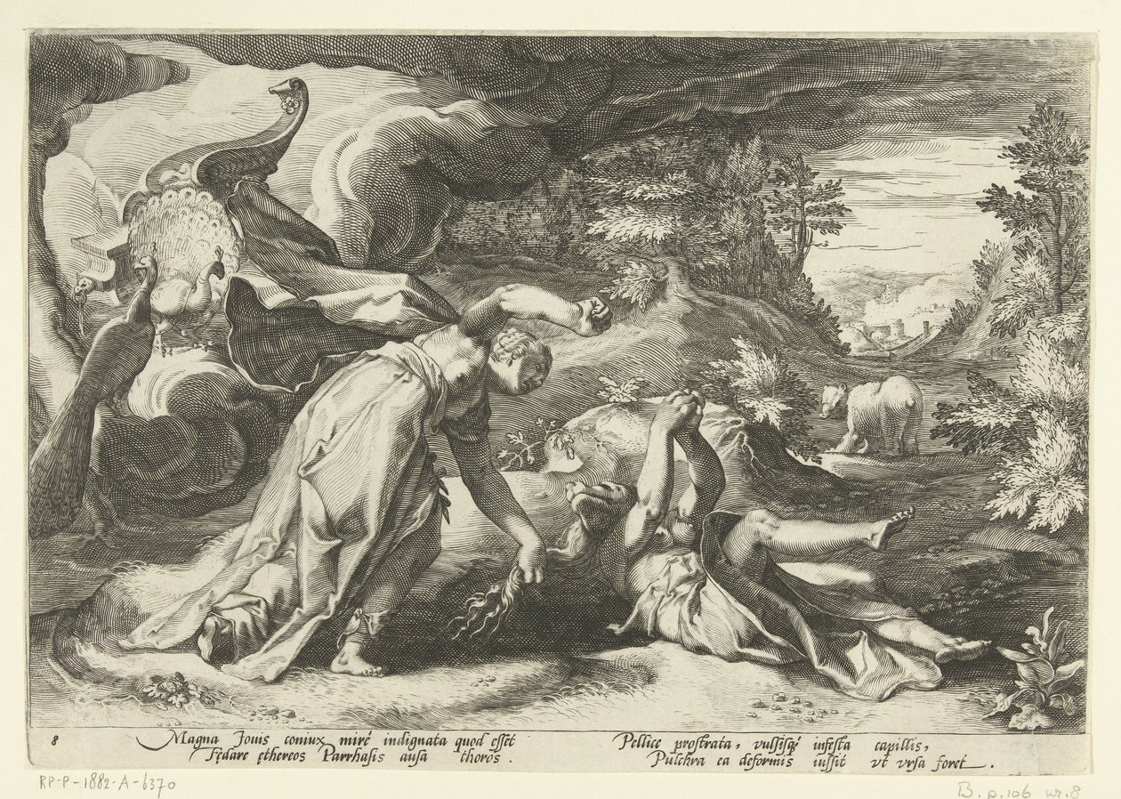 Junon transforme Callisto en ours - Hendrick Goltzius (workshop of)
