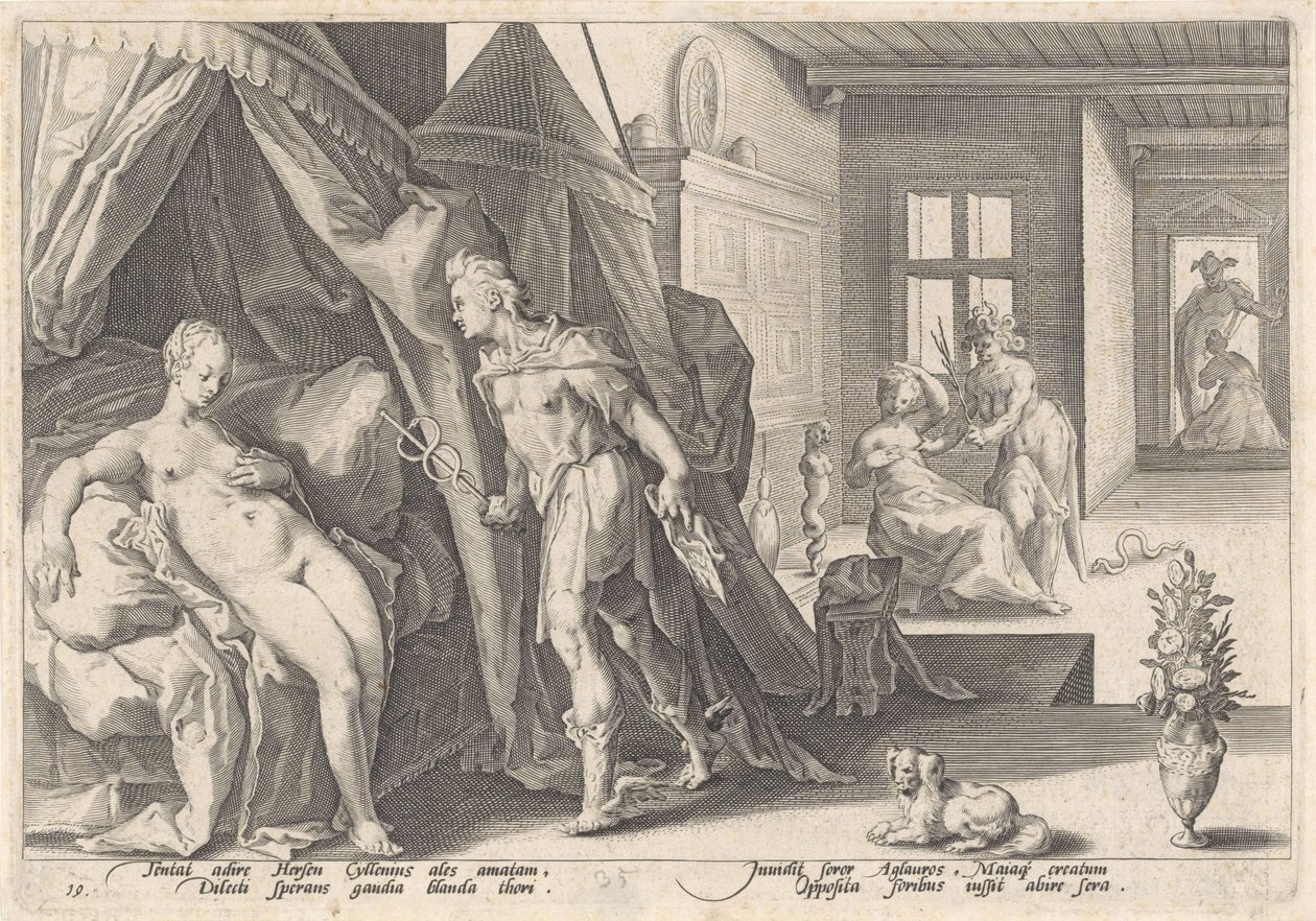 Mercure visite Hersé - Hendrick Goltzius (workshop of)