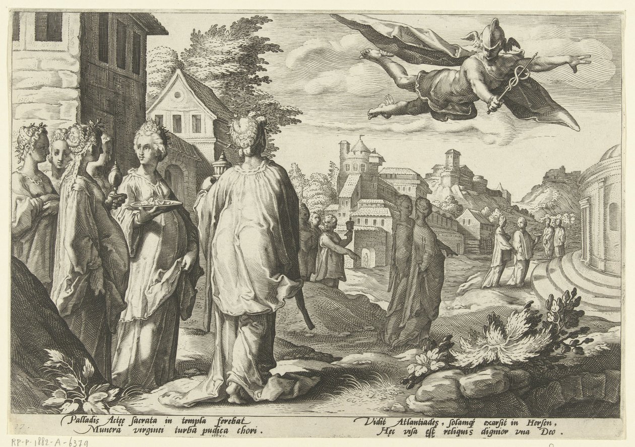 Mercure tombe amoureux de Herse - Hendrick Goltzius (workshop of)
