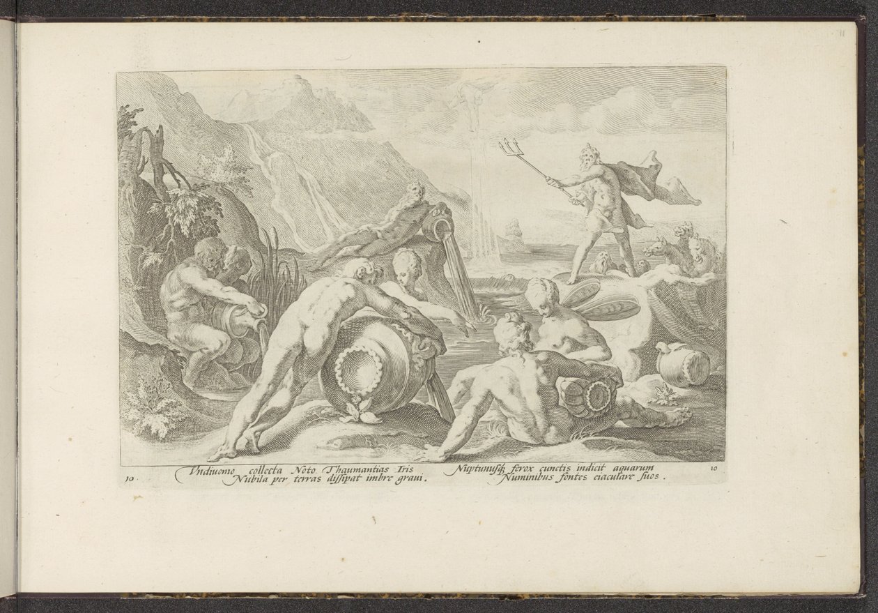 Neptunus et les dieux des rivières causent un déluge - Hendrick Goltzius (workshop of)