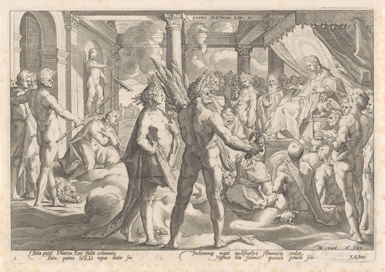 Phaéthon demande à Apollon de conduire son char - Hendrick Goltzius (workshop of)