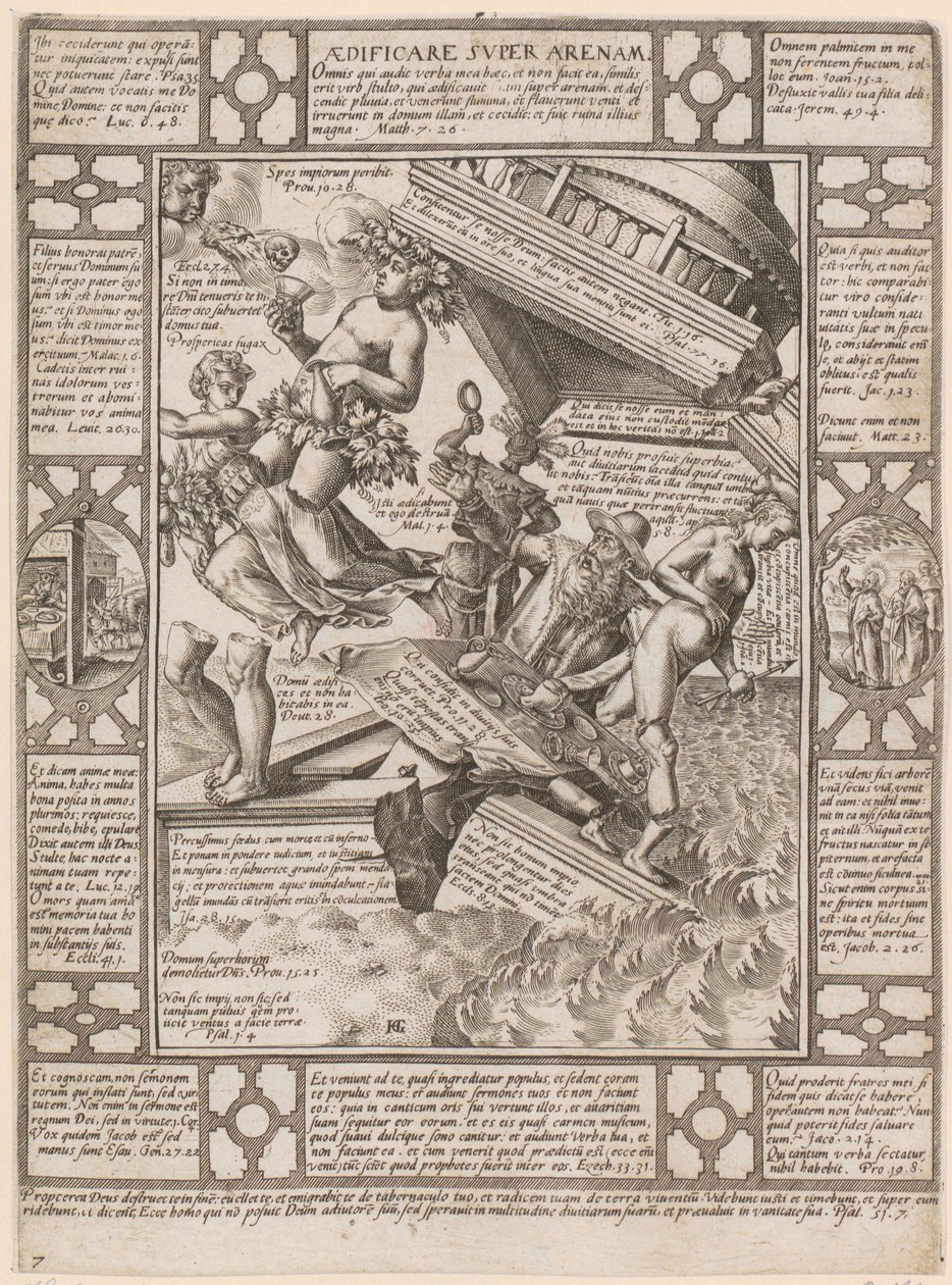 Aedificare super Arenam, feuille 7 de la série « Allégories de la foi chrétienne » - Hendrick Goltzius