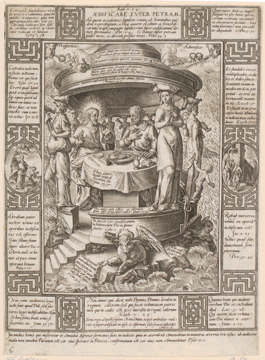 Aedificare super Petram, feuille 6 de la série « Allégories de la foi chrétienne » - Hendrick Goltzius