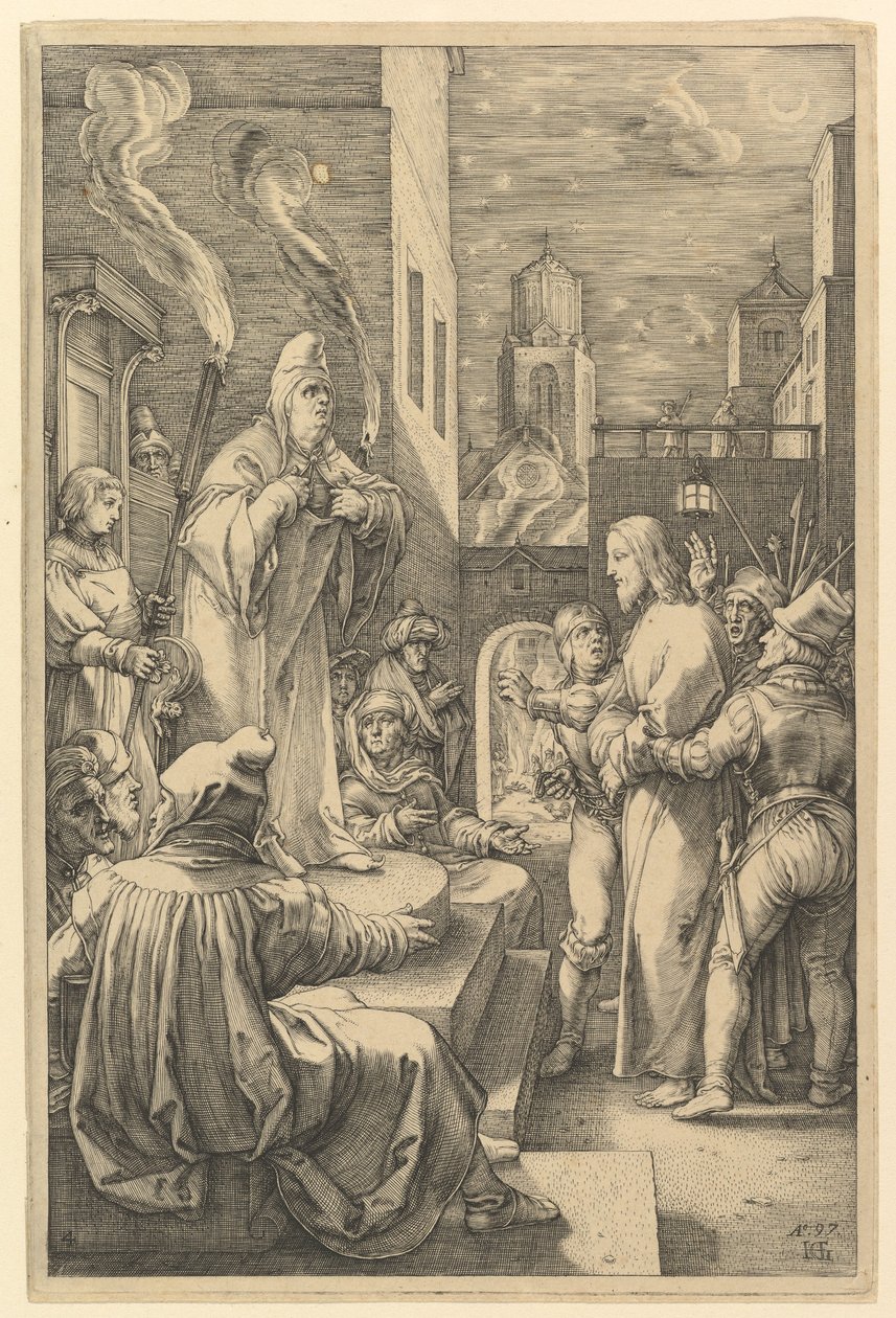 Le Christ devant Caïphe, de «La Passion du Christ» - Hendrick Goltzius