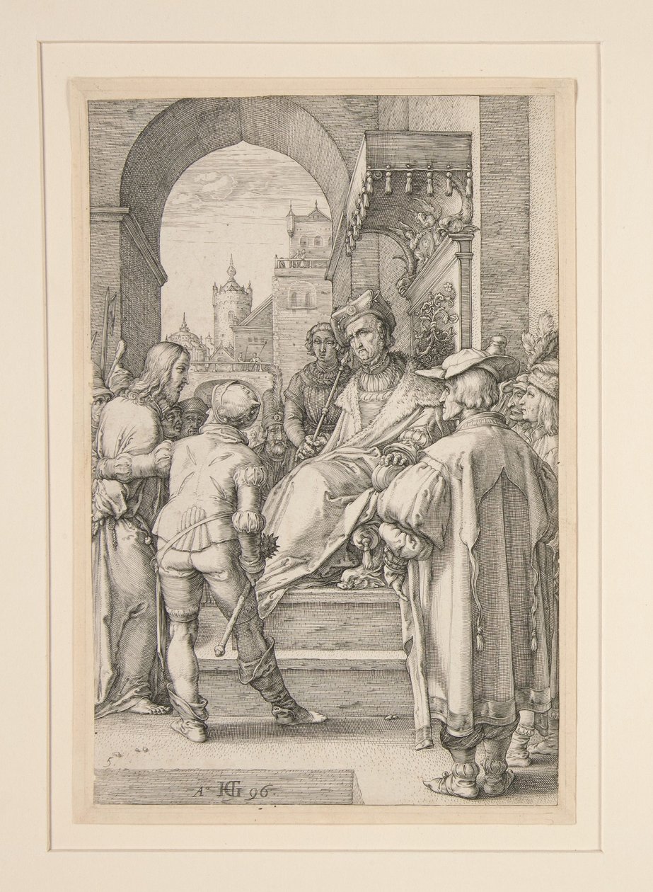 Le Christ devant Pilate, planche n° 5 de la série « La Passion du Christ » - Hendrick Goltzius