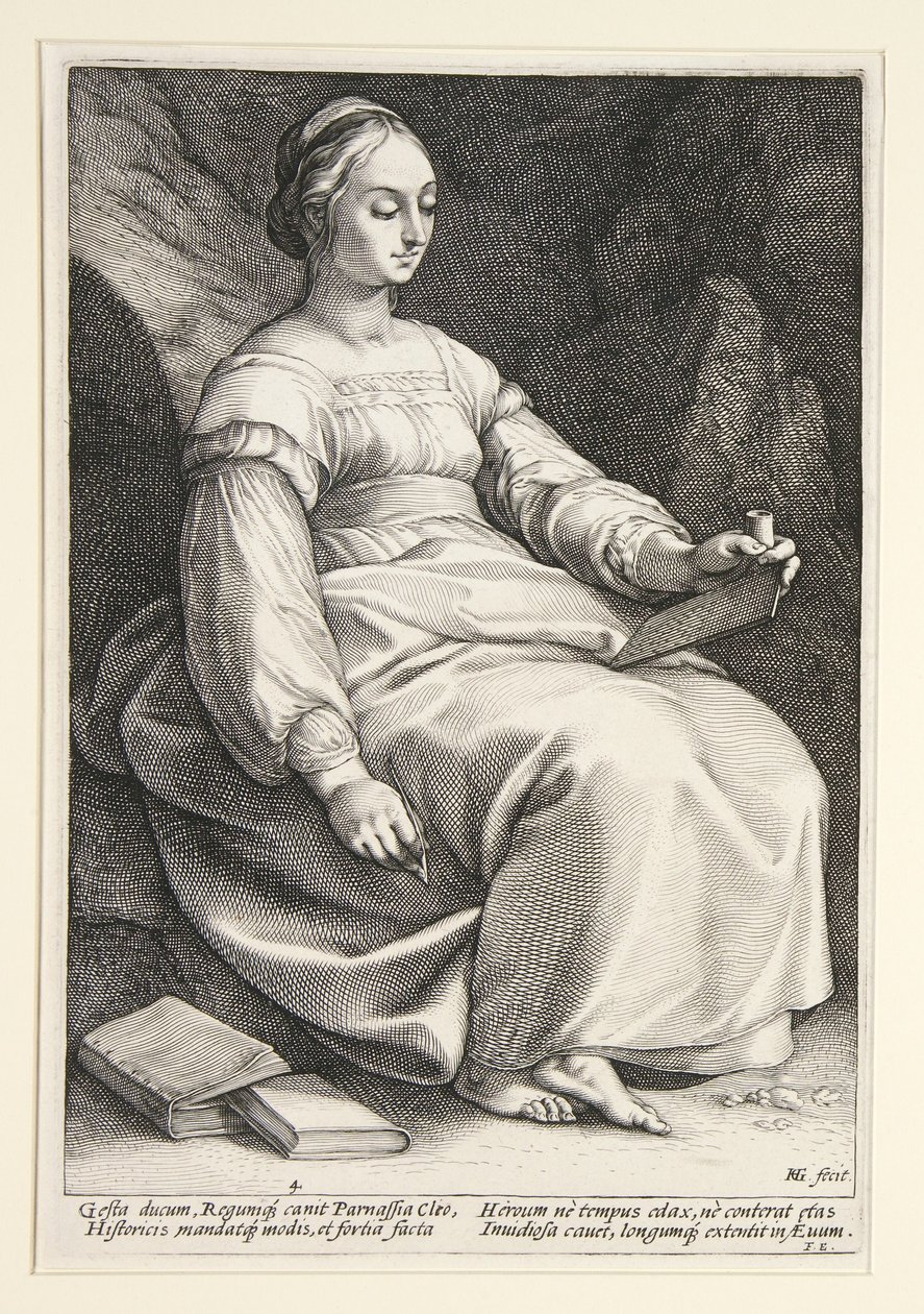 Clio, planche 4 de la série « Les neuf Muses » - Hendrick Goltzius