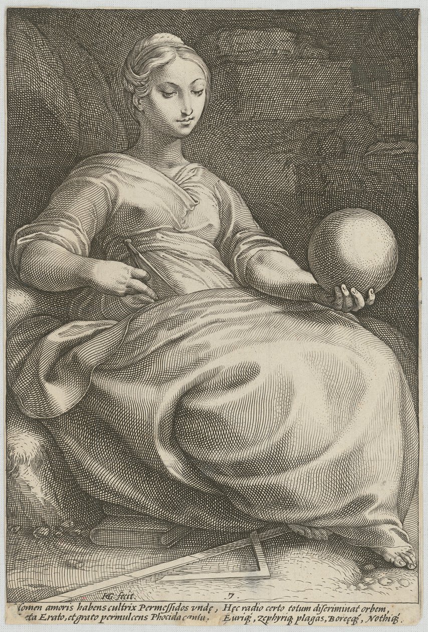 Erato, planche 7 de la série «Neuf Muses» - Hendrick Goltzius