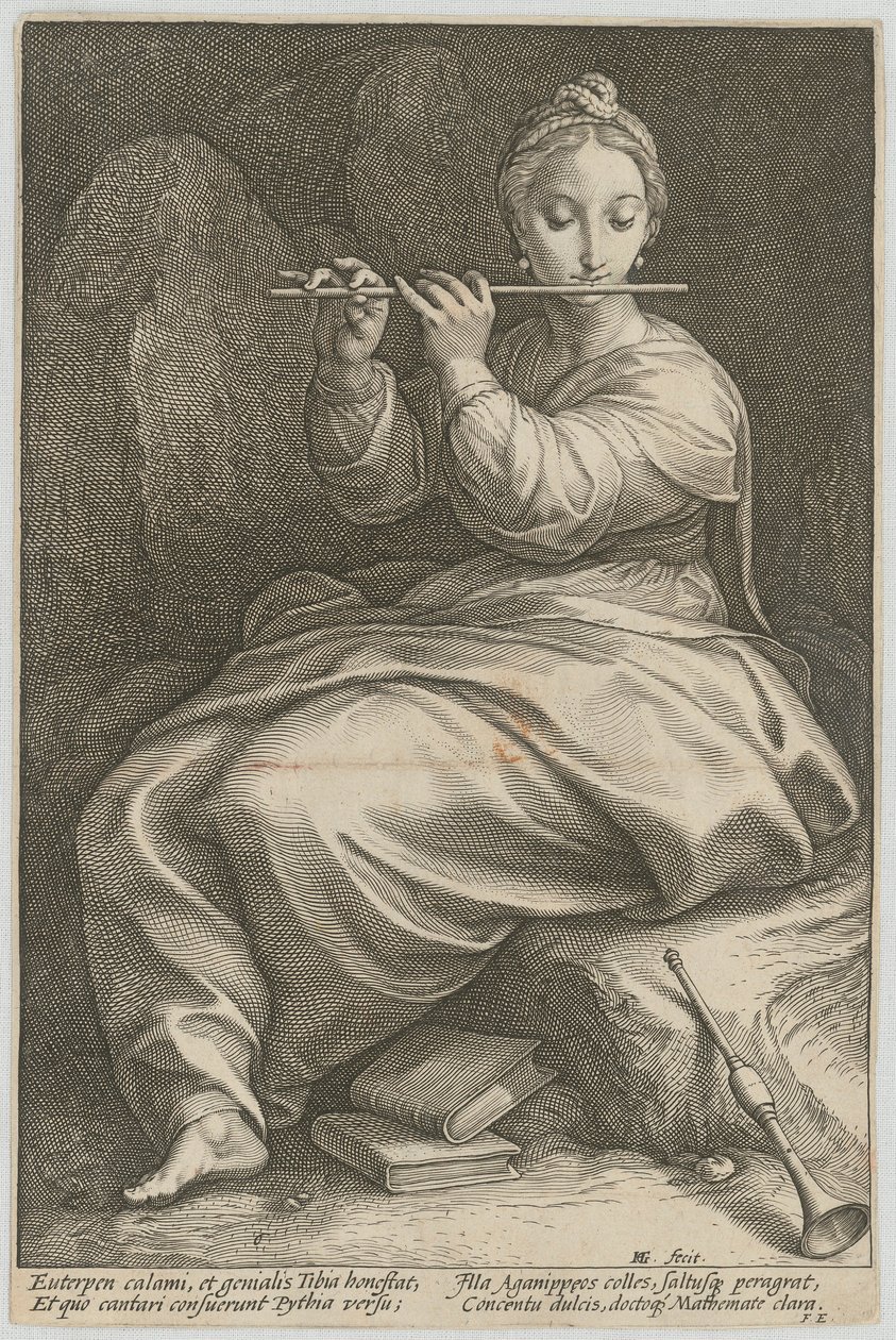 Euterpe, feuille n° 6 de la série « Les neuf Muses » - Hendrick Goltzius