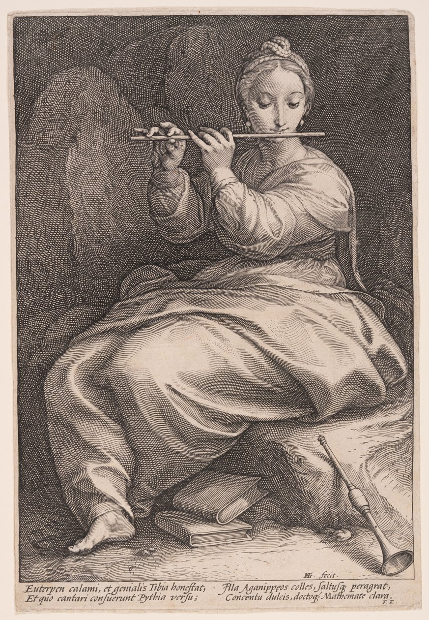 Euterpe, la muse de la musique, extrait des Neuf Muses - Hendrick Goltzius