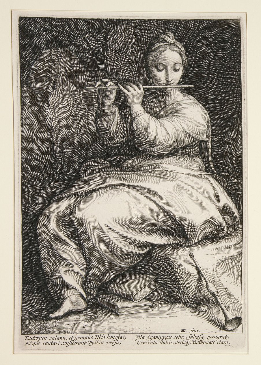 Euterpe, planche 6 de la série Les neuf Muses - Hendrick Goltzius