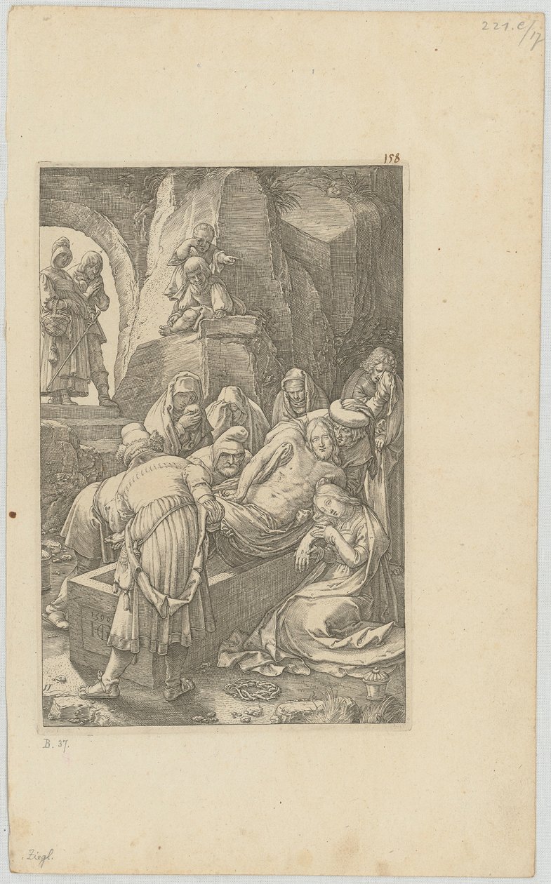 La mise au tombeau, feuille 11 de la série « La Passion » - Hendrick Goltzius