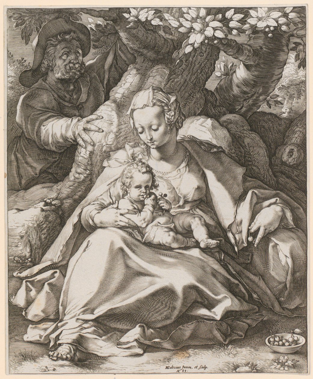 La Sainte Famille sous le cerisier - Hendrick Goltzius