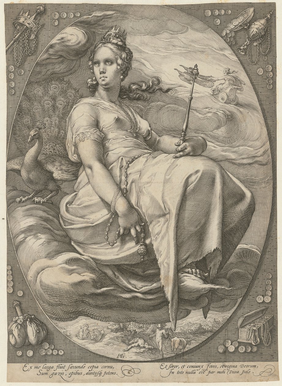 Junon, planche 3 de la série « Trois déesses » - Hendrick Goltzius