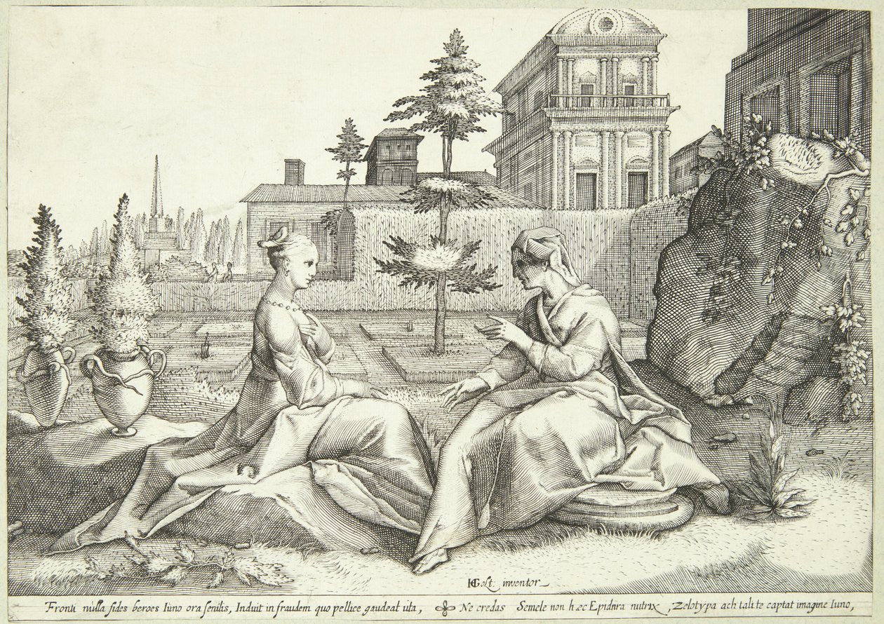 Junon déguisée en Beroë avertit Sémélé - Hendrick Goltzius