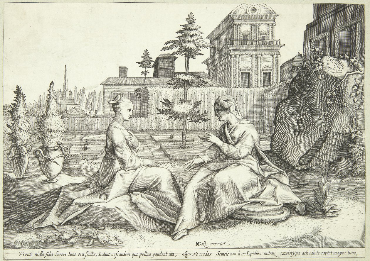 Junon déguisée en Beroë avertit Sémélé - Hendrick Goltzius