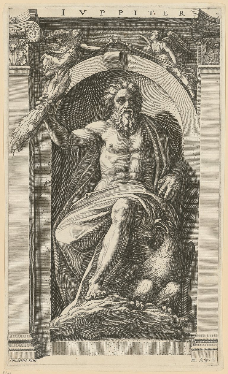 Jupiter, feuille n° 6 de la série « Huit divinités antiques » - Hendrick Goltzius