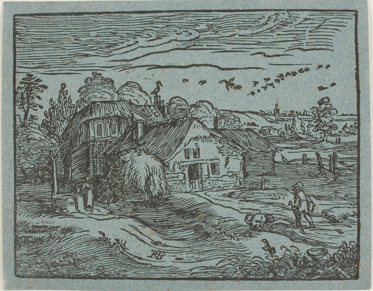 Paysage avec une ferme, extrait de Quatre petits paysages - Hendrick Goltzius