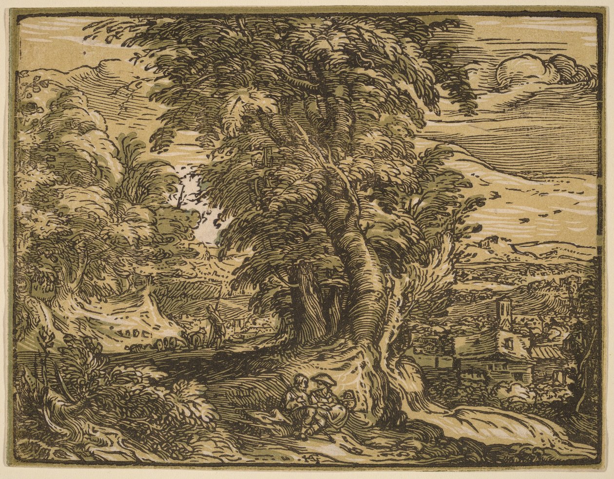 Paysage avec un couple de bergers - Hendrick Goltzius