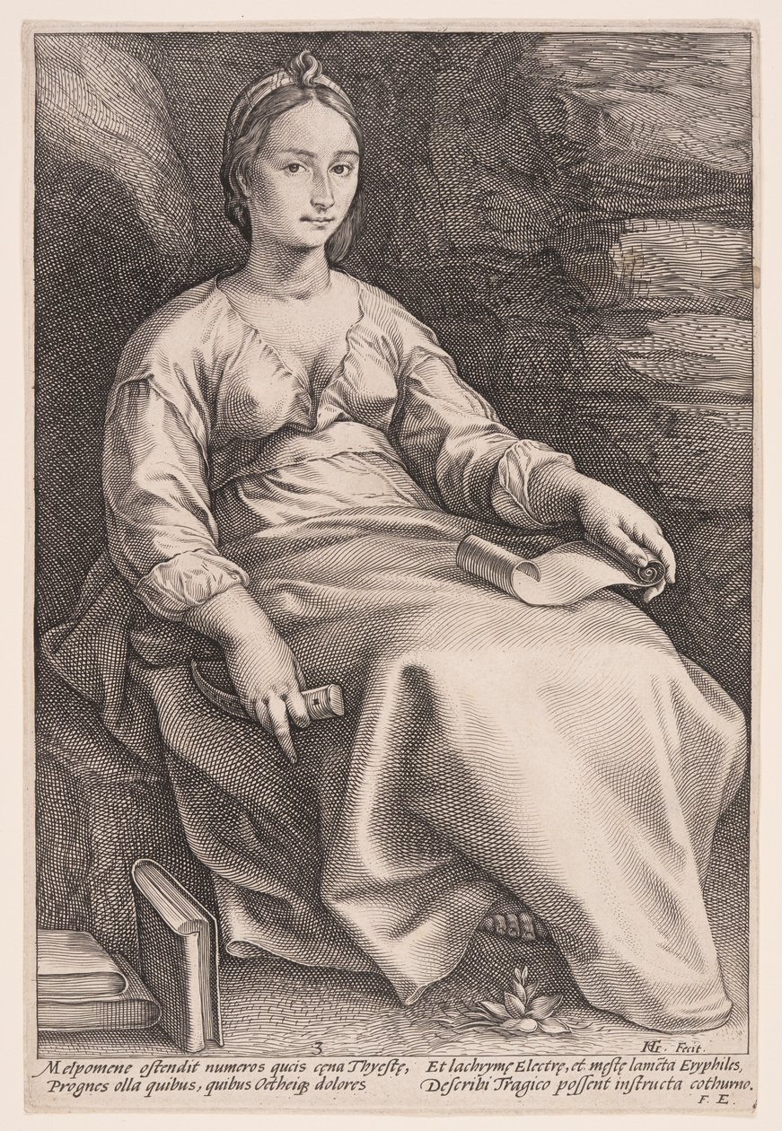 Melpomène, la muse de la tragédie, extrait des Neuf Muses - Hendrick Goltzius