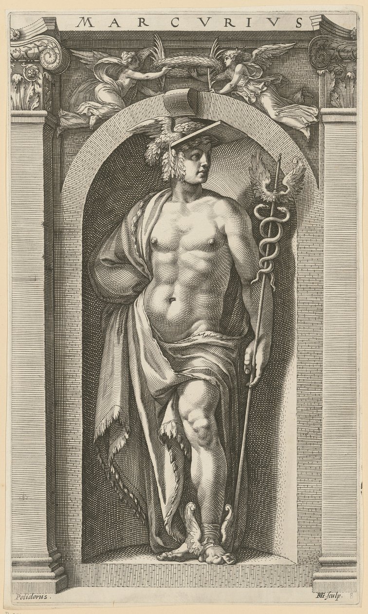 Mercure, planche 8 de la série « Huit divinités antiques » - Hendrick Goltzius