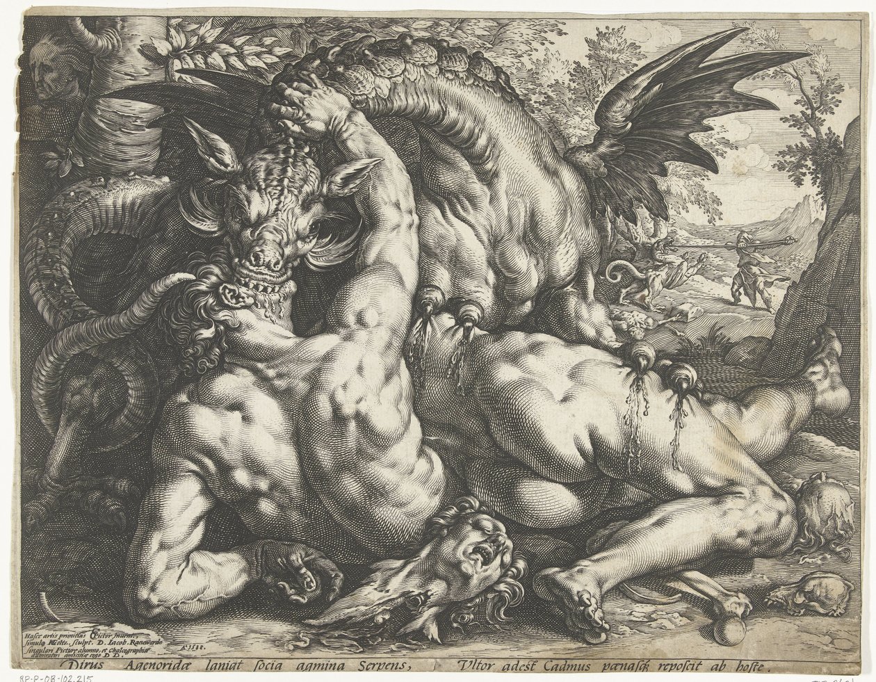 Compagnons de Cadmus dévorés par un dragon - Hendrick Goltzius