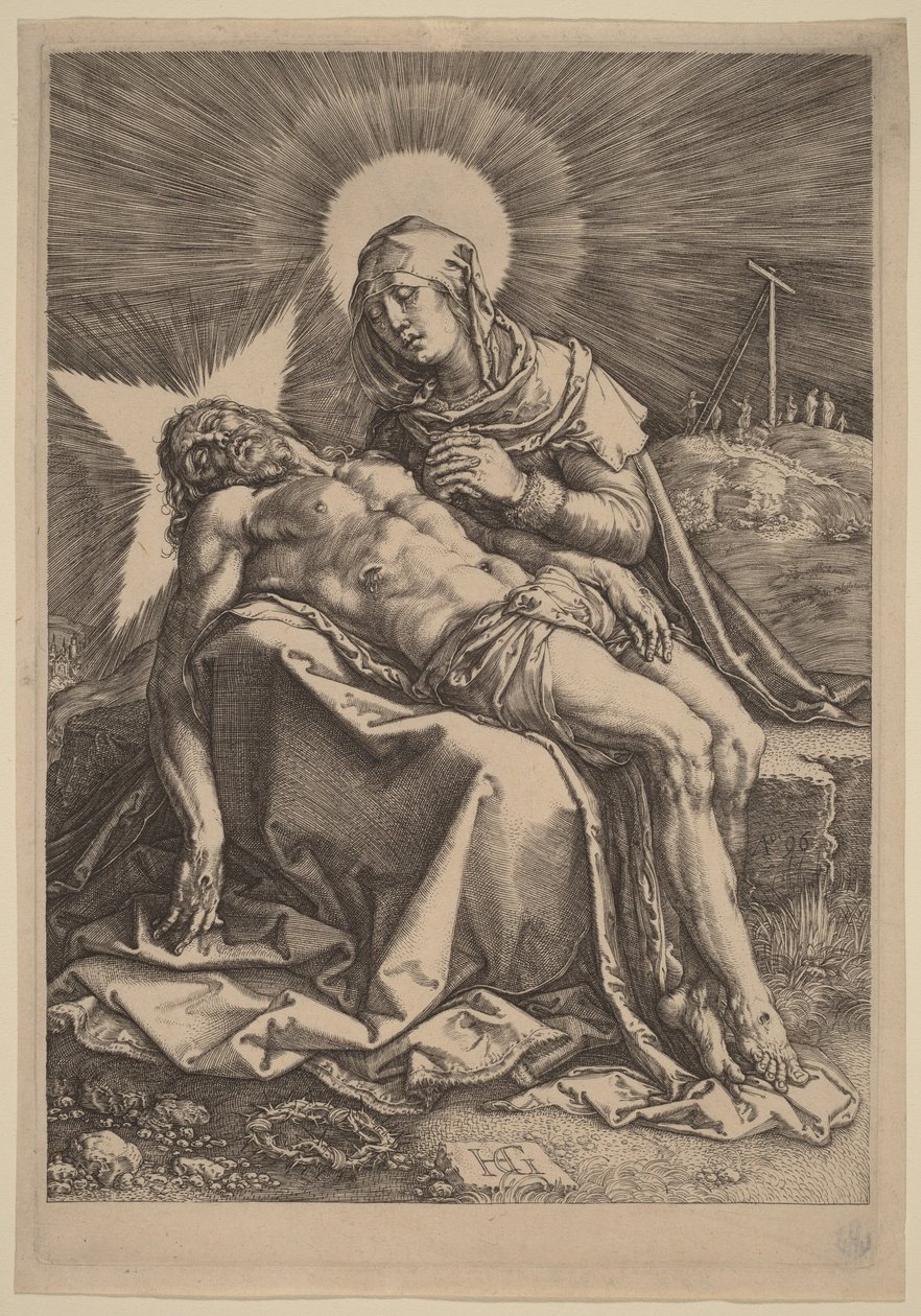 Pietà (La Vierge des Douleurs avec le Christ mort sur ses genoux) - Hendrick Goltzius