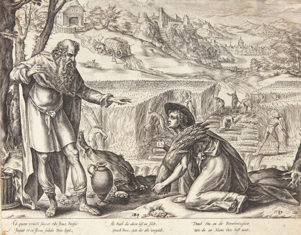 Ruth ramasse des épis dans les champs de Booz - Hendrick Goltzius
