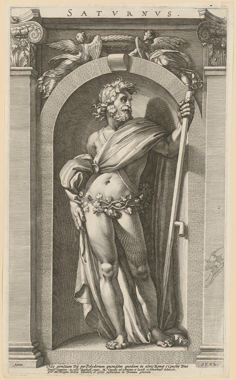Saturne, feuille 1 de la série «Huit divinités antiques» - Hendrick Goltzius
