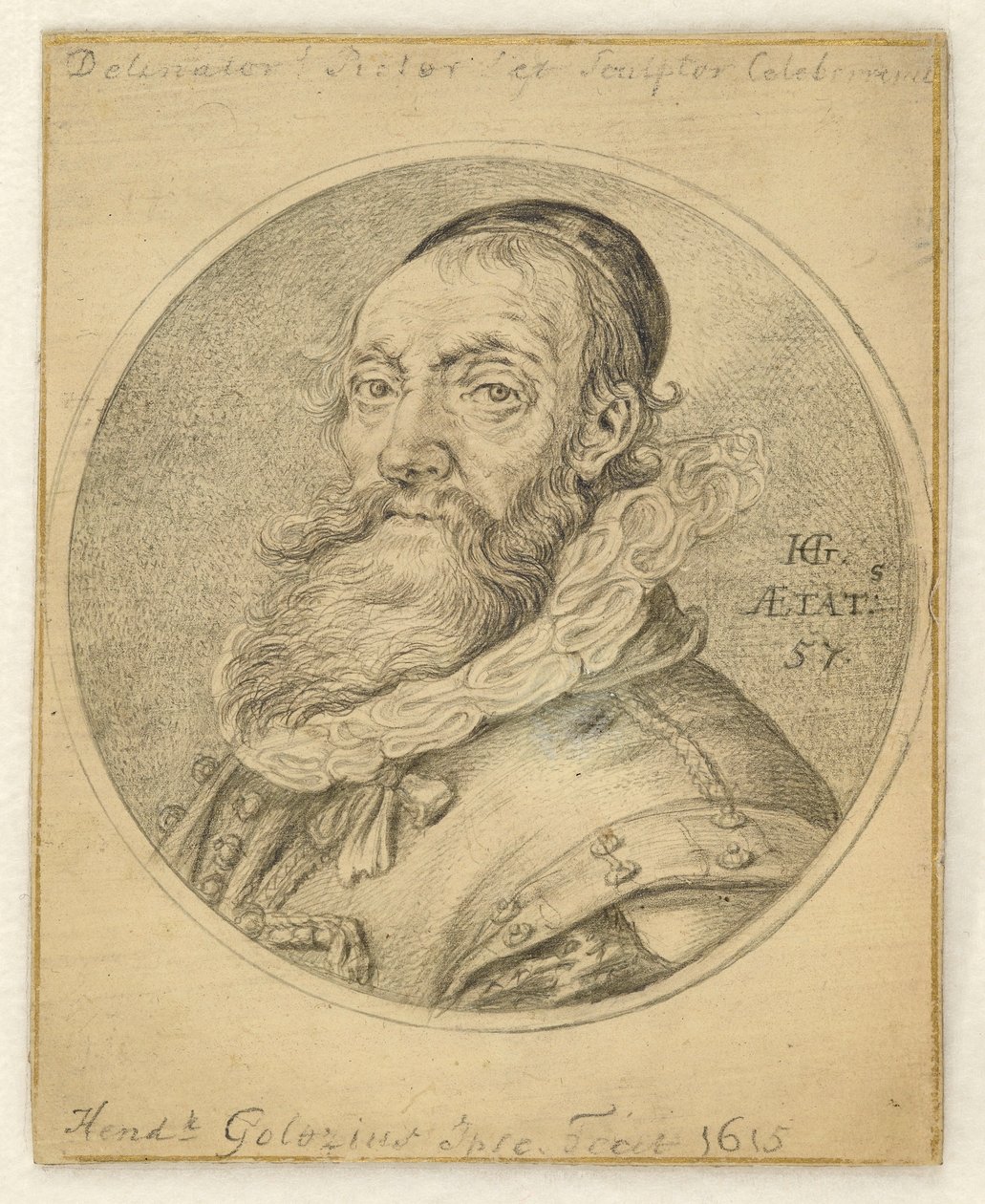 Autoportrait. Rond dans un rectangle - Hendrick Goltzius