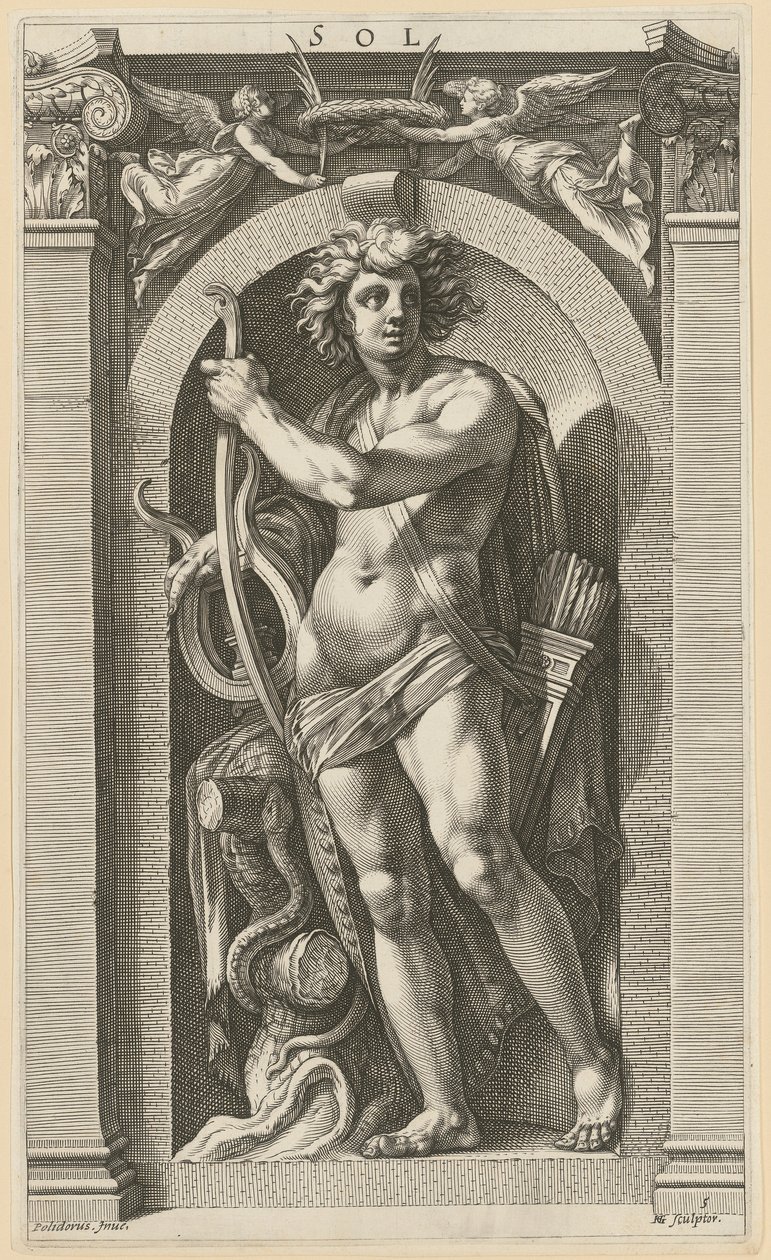 Sol, planche 5 de la série « Huit divinités antiques » - Hendrick Goltzius