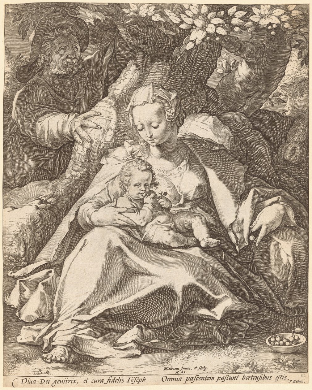 La Sainte Famille sous un cerisier - Hendrick Goltzius