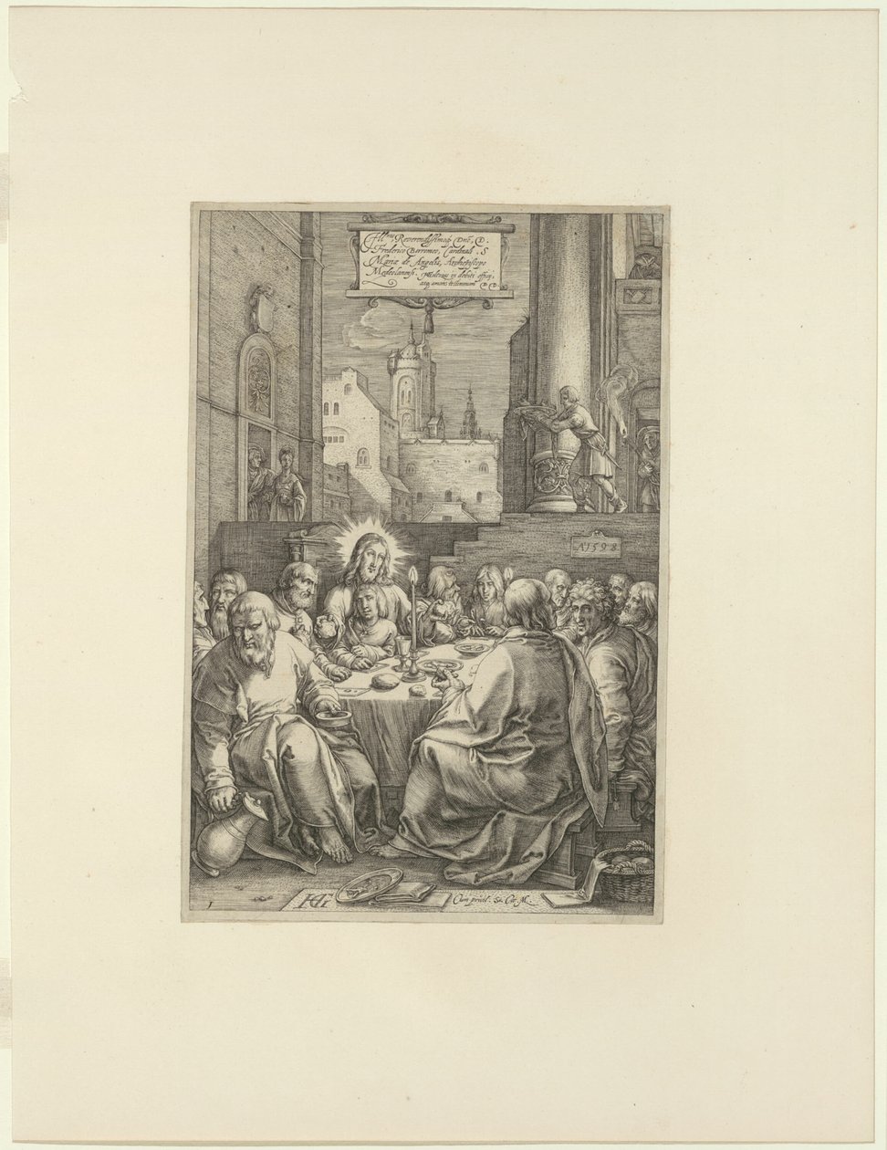 La Cène, planche une de La Passion du Christ - Hendrick Goltzius