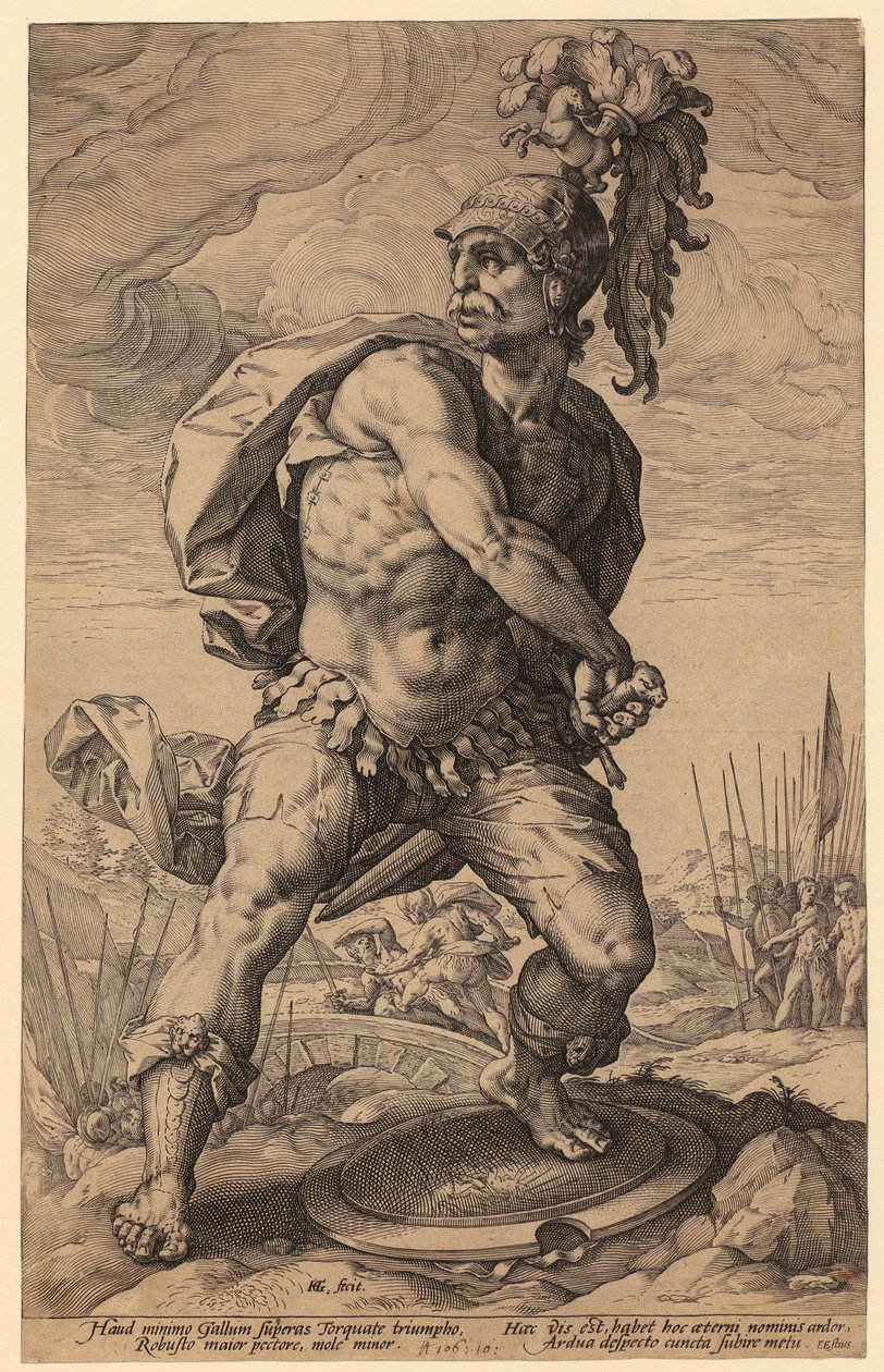Titus Manlius Torquatus, planche 5 de la série « Héros romains » - Hendrick Goltzius