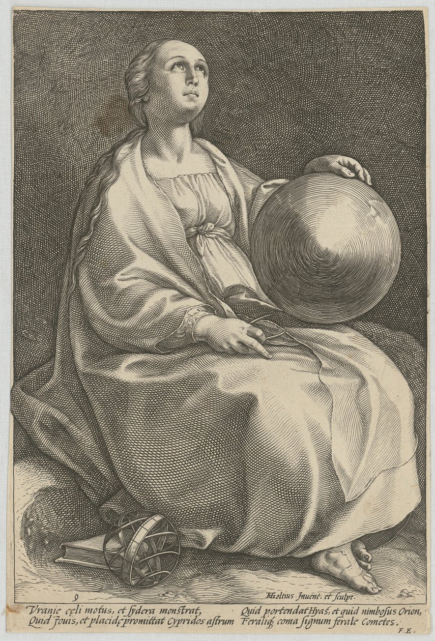 Urania, feuille n° 9 de la série « Les neuf muses » - Hendrick Goltzius
