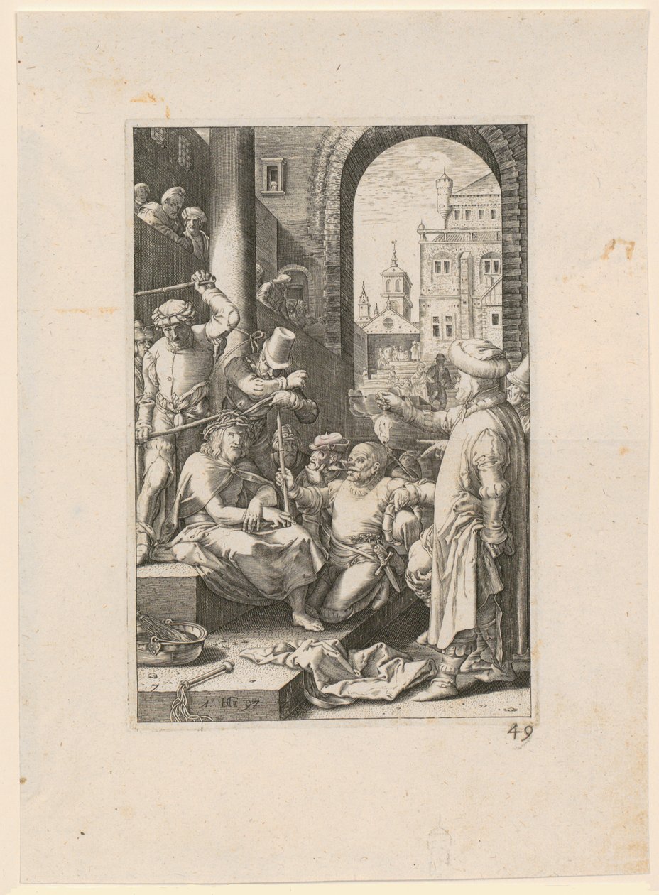 La moquerie du Christ, planche 7 de la série « La Passion » - Hendrick Goltzius