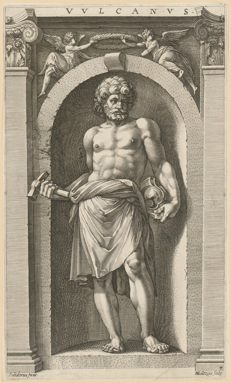 Vulcain, planche 4 de la série « Huit divinités antiques » - Hendrick Goltzius