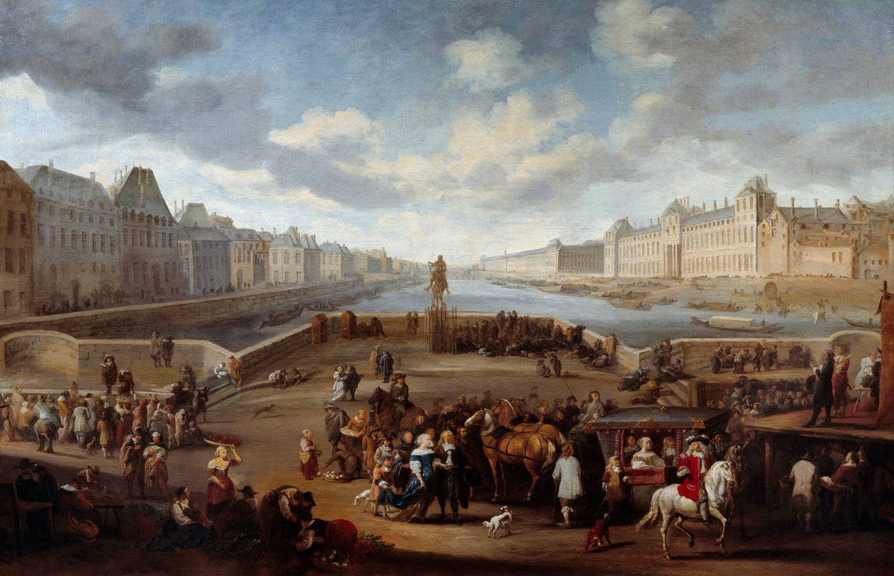 Vue de Paris avec le Louvre, prise du pont Henri IV (actuel Pont Neuf) - Hendrick Mommers