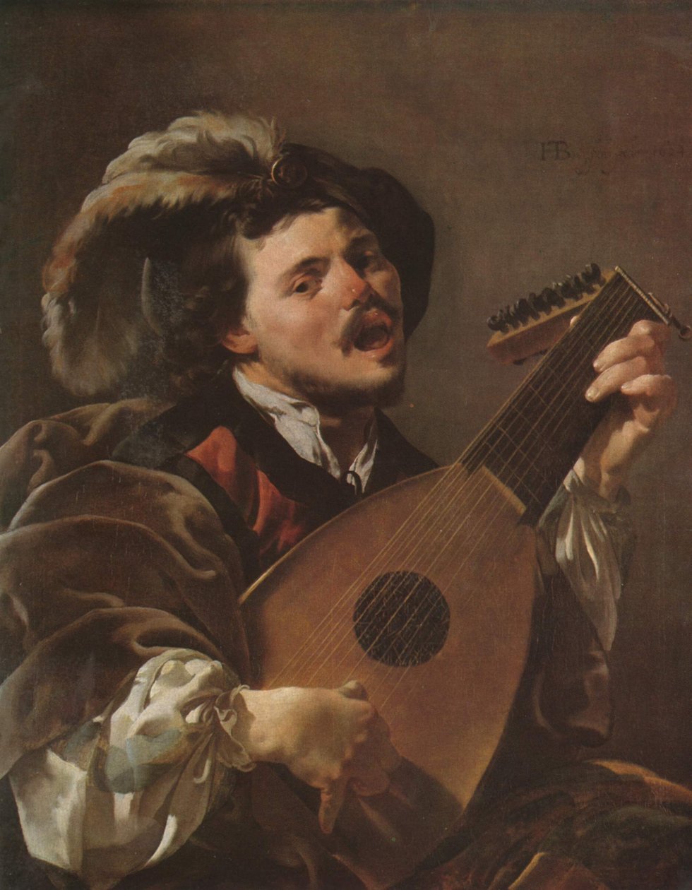Néerlandais : Zingende lute spelen man Un homme jouant du luth - Hendrick ter Brugghen