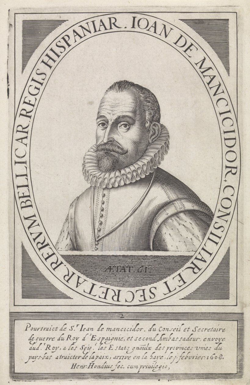 Juan de Mancicidor, de Belgiae Pacificatorum Vera Delineatio (1608) - Hendrik I Hondius