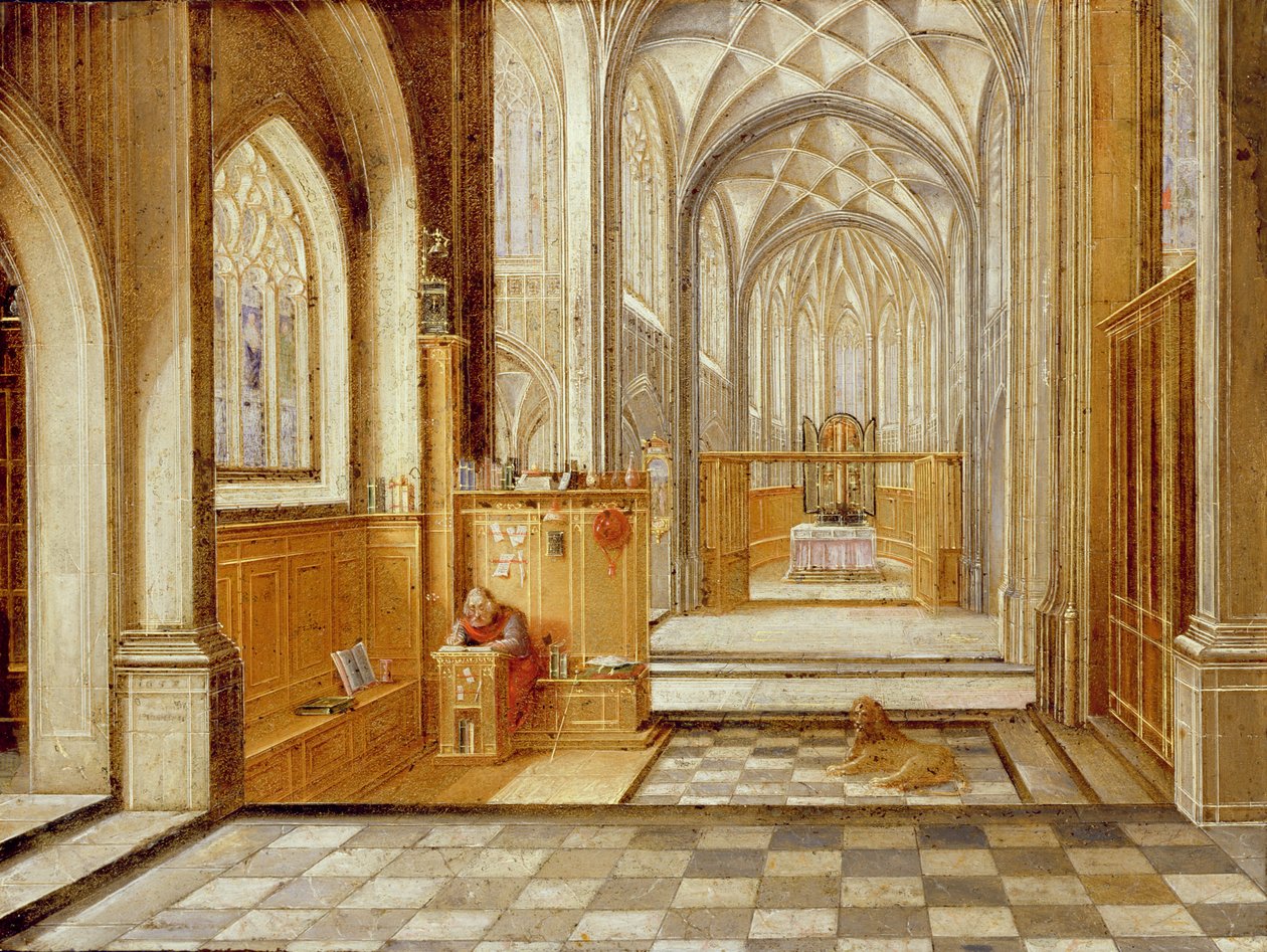 Saint Jérôme dans une église gothique - Hendrik the Younger Steenwyck