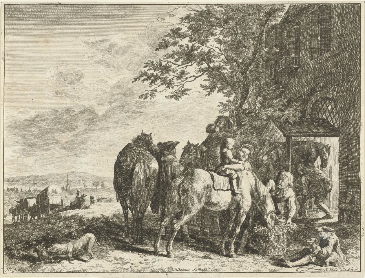 Voyageurs devant la forge (Cavaliers devant une auberge) - Hendrik Elandt