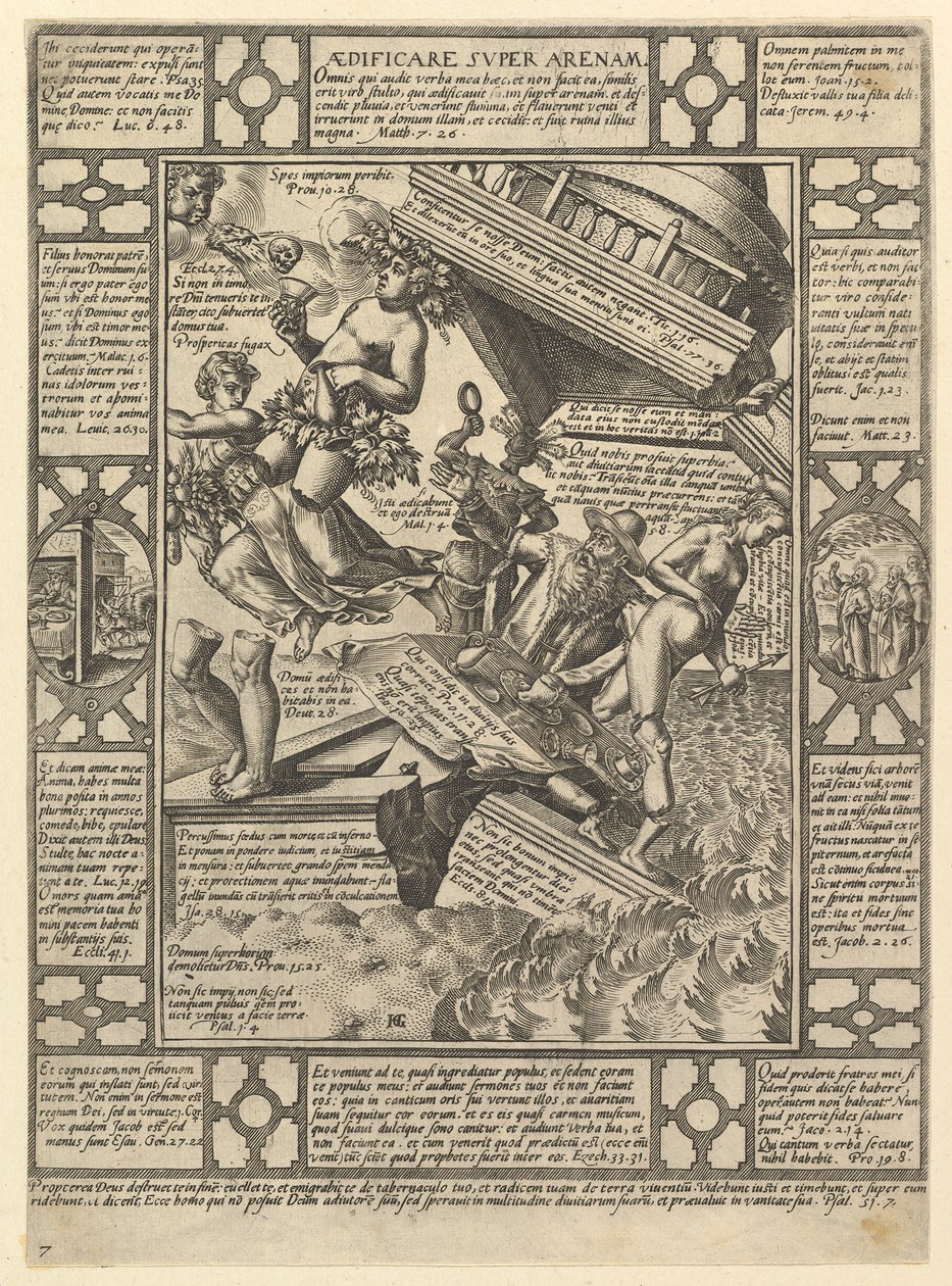 Aedificare Super Arenam, des Allégories de la Foi Chrétienne, de Christian et P..., 1575-1617 - Hendrik Goltzius