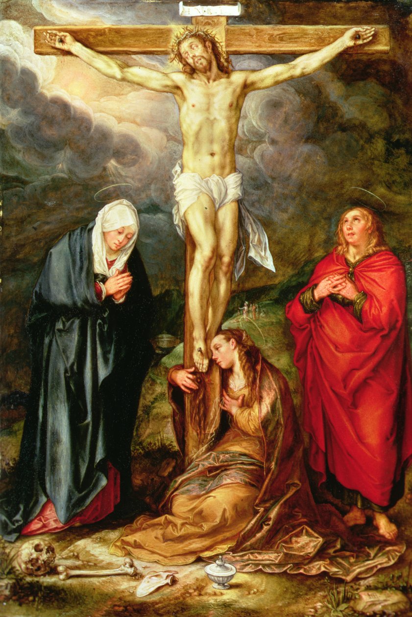 Christ en croix, avec Marie, Saint Jean et la Madeleine - Hendrik Goltzius