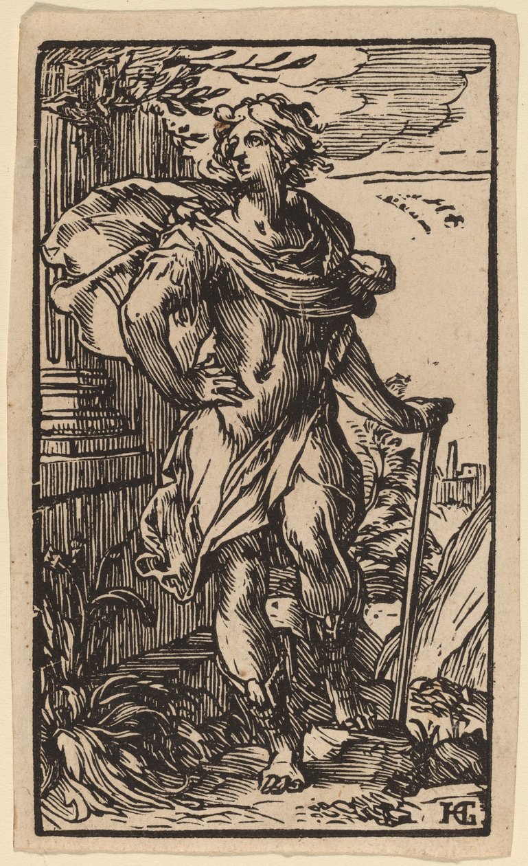 Jeune homme debout avec une canne - Hendrik Goltzius